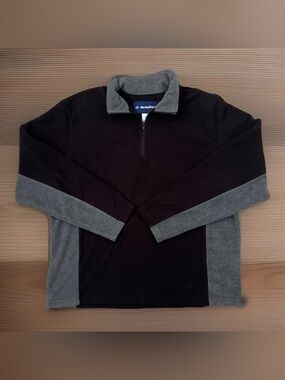 NordicTrack Mens Large 1/4 Zip Fleece Top Black Gray